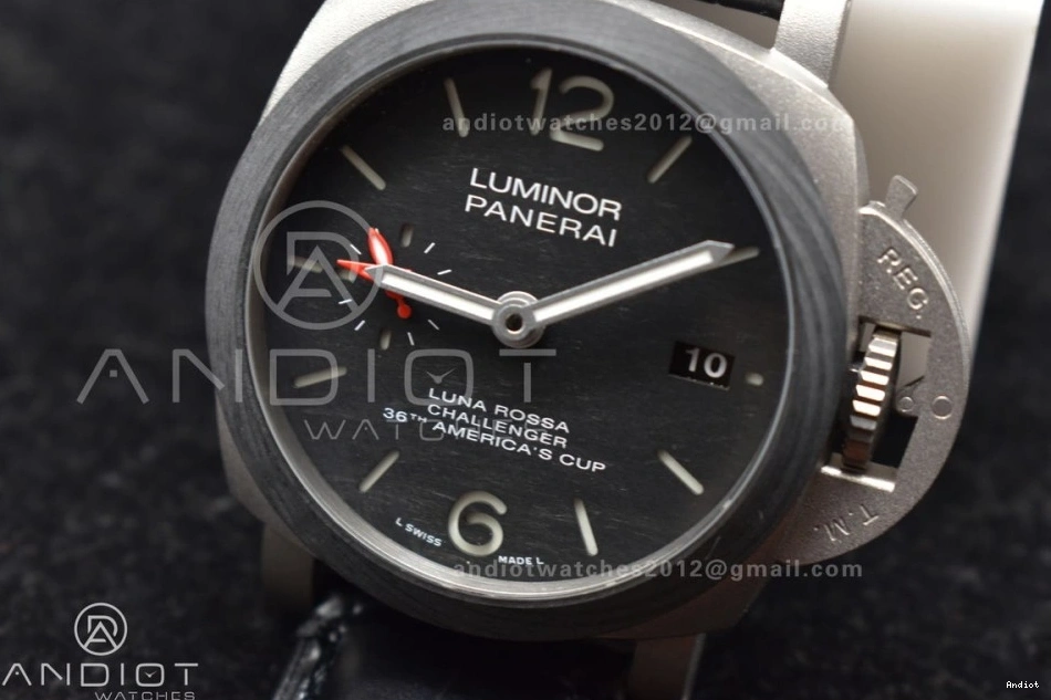 GMT Super Strap W Black VSF Leather P.9011 Dial Clone 42mm Black Best PAM1096 on Titanium Luminor 1:1 Edition 0223